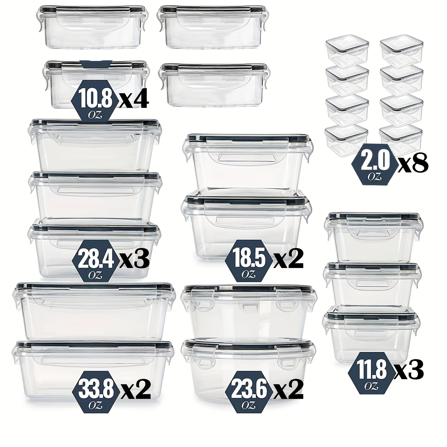 TEMU 48pcs, Kitchen Refrigerator Crisper, Microwave -resistant Plastic Lunch Box, Lunch Box Fruit Storage, Food Storage Organizer For Cereal, Flour