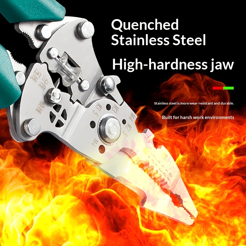 12 in 1 carbon steel in multi compatible with voltage tester strip wire pliers heavy duty portable for professional electricians no   stainless steel for diy sites 12 functions Product details 3