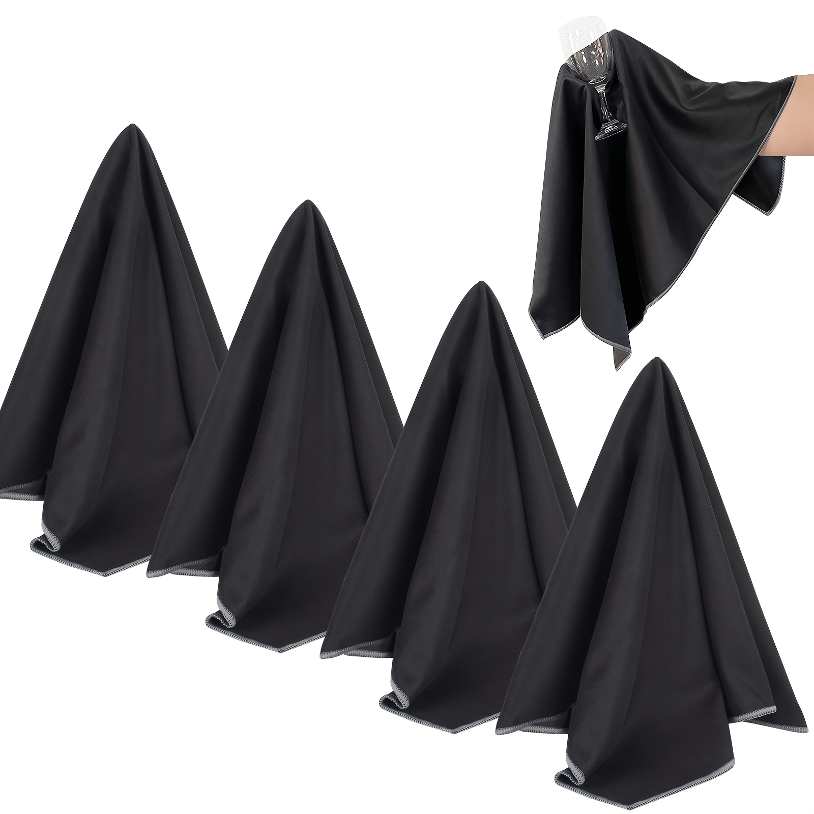 Image of Microfiber Glass Polishing Cloth, Large Size Thick Non- Drying Towel, Suitable For Wine Glasses, Stemware, Stainless Steel Utensils, 20 Inches By 25 Inches, In Packs Of 2 Or 4