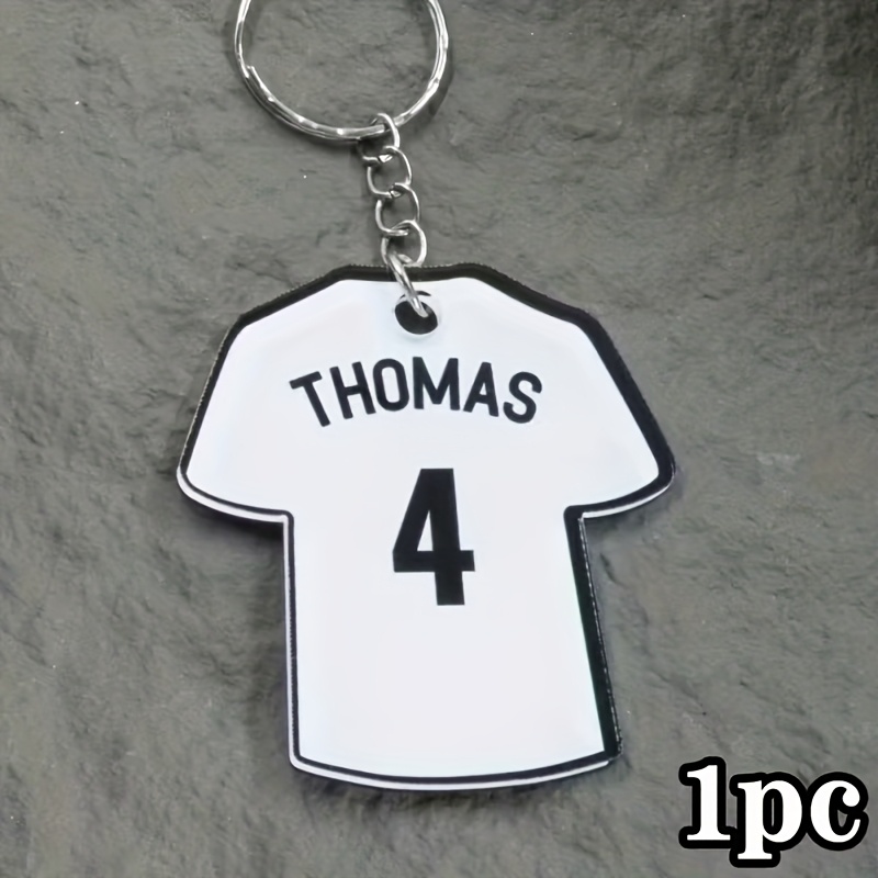 TEMU Jersey Number & Name Keychain - Personalized Acrylic Jersey Style With Name/number - Compatible For Athletes, Fans, Birthday & Anniversary Gifts