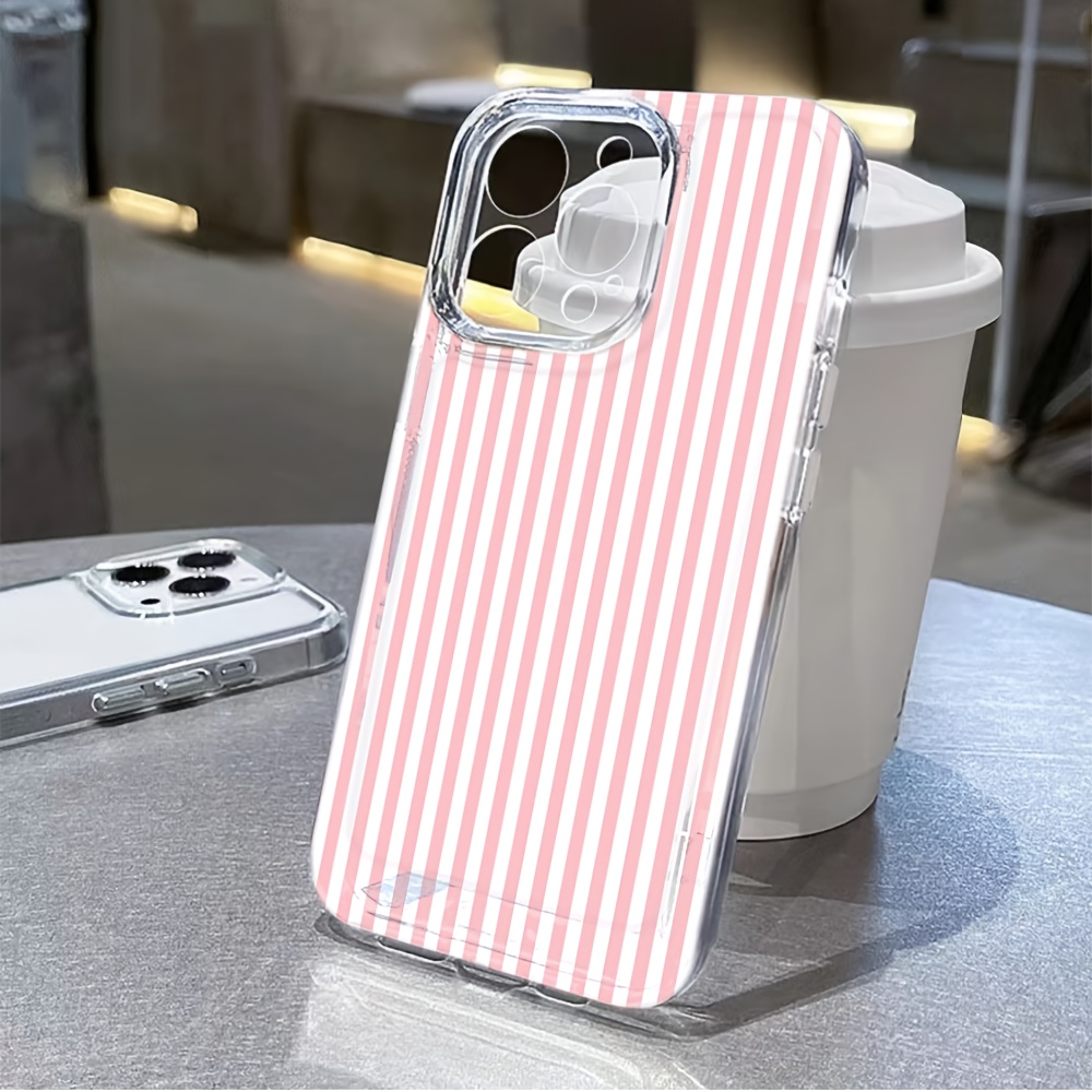 phone case white pink stripes phone case suitable iphone 17 - Temu