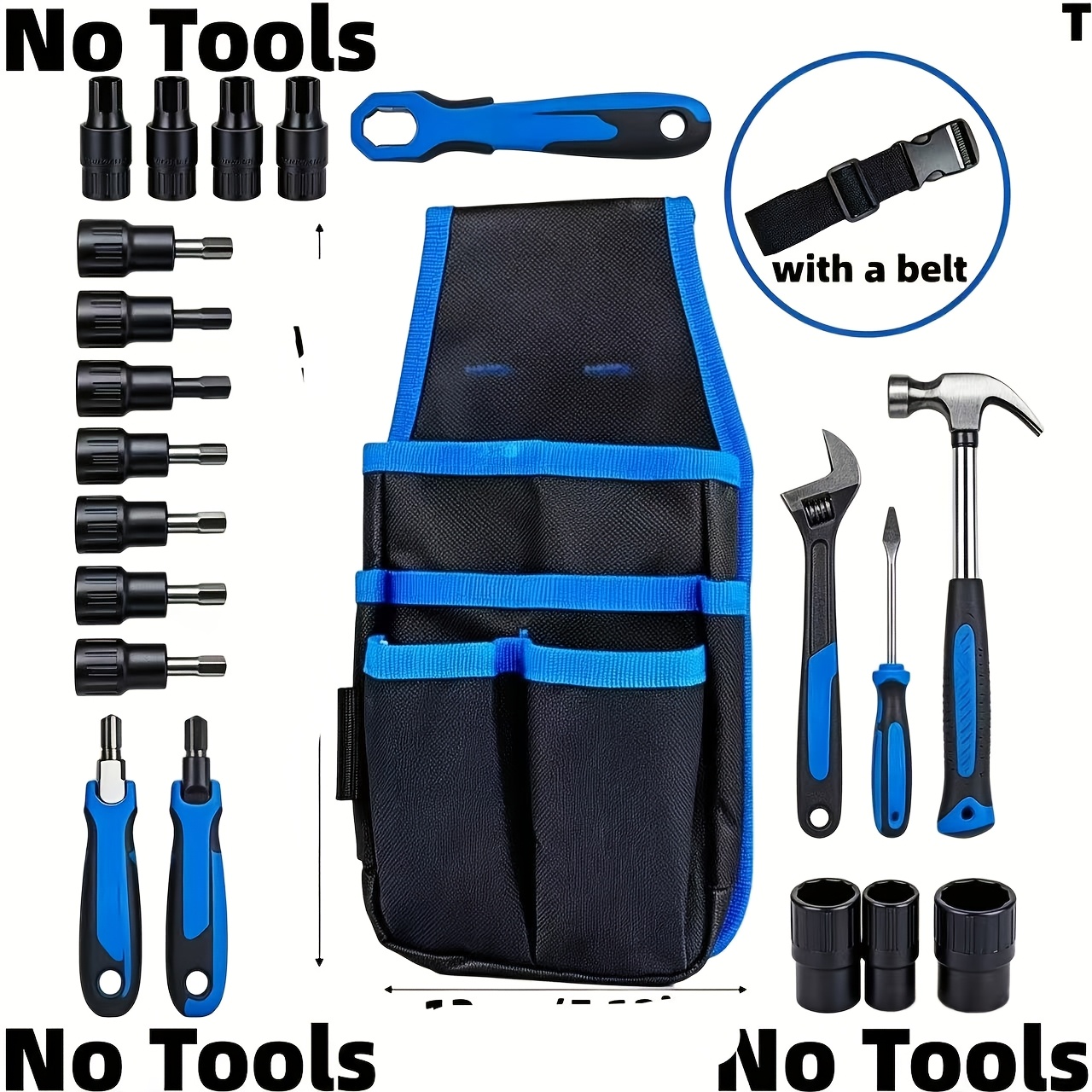 TEMU Estilo Profesional Mejorado - Bolsa de Herramientas Multifuncional con Cinturón, No Herramientas - Bolsa de Herramientas Pequeña Universal,