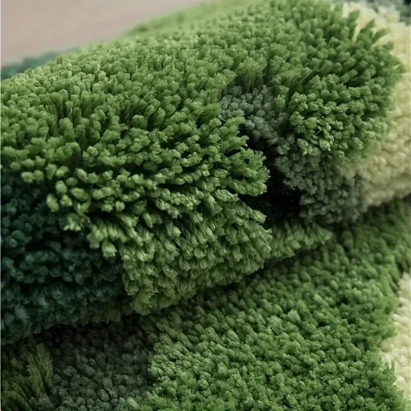 ultra soft plush moss shaped bath mat with non slip tpr backing super absorbent polyester machine washable rectangular rug for bathroom decor Product details 6