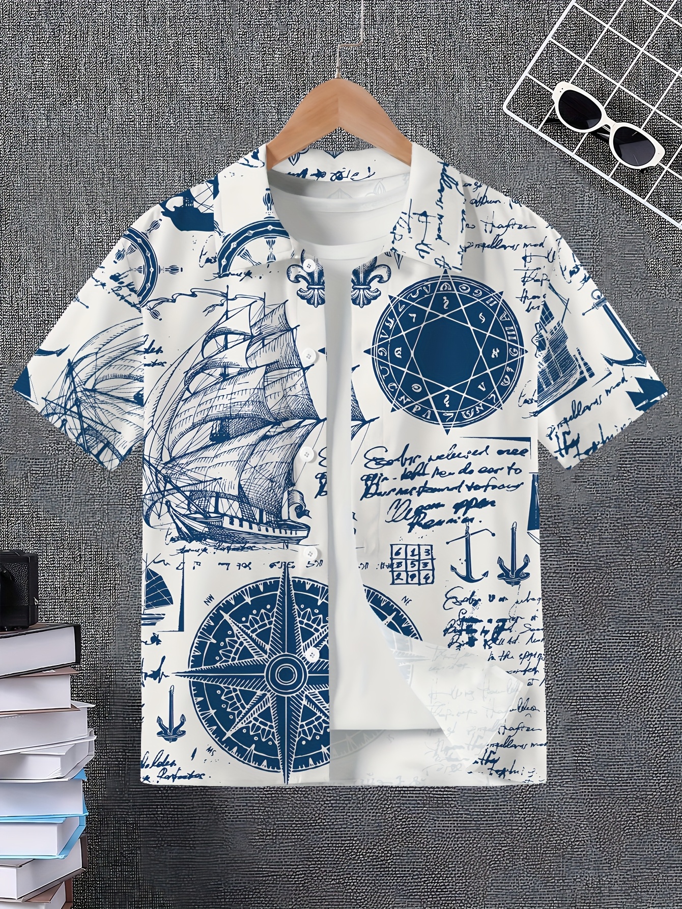 boys' casual hawaiian shirt nautical print – short sleeve Temu