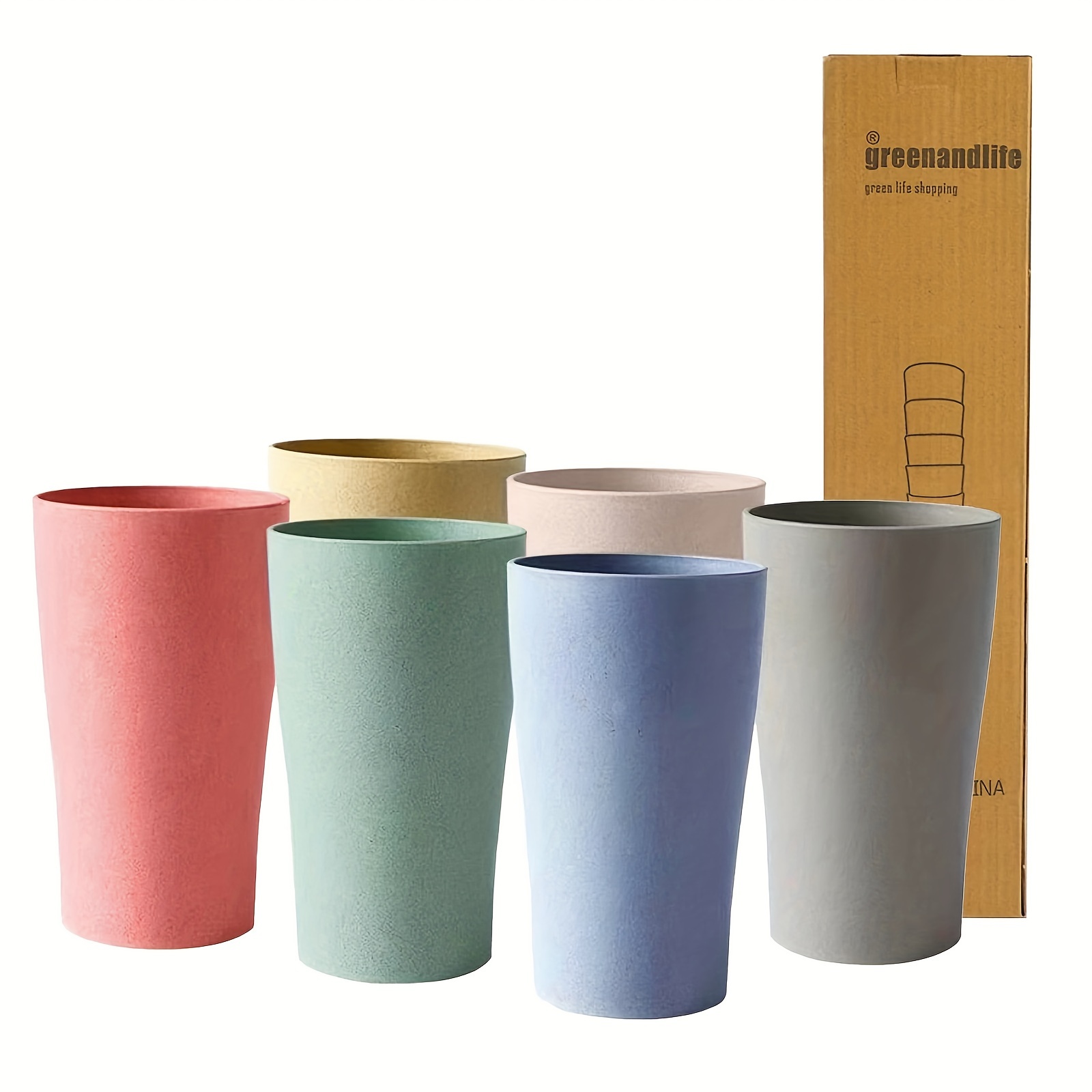 

6pcs, Multicolor Mugs For Coffee, Tea, Water, Milk, Juice, Wheat Straw Cup, Unbreakable, Non-toxic, Bpa Free And Healthy 400ml/14oz