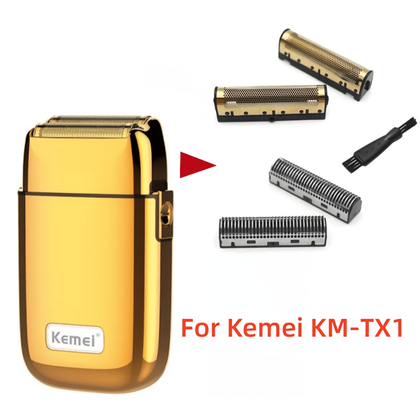 TEMU Set pellicola e lama di ricambio originali per rasoio elettrico Kemei KM-TX1, parti di in acciaio inossidabile