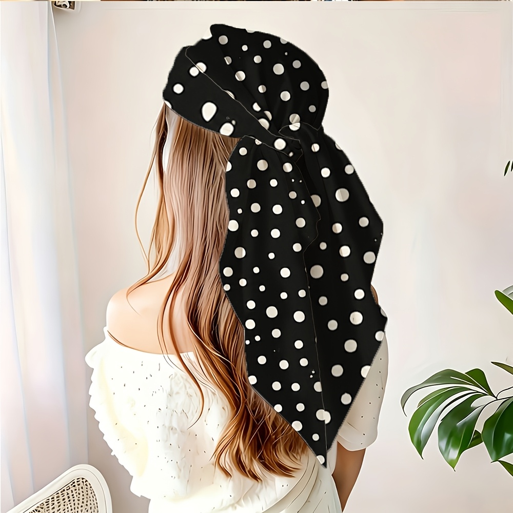 TEMU 1pc 35-inch New Outdoor Multi-functional Headwear With Black And White Polka Dot Abstract Pattern, Suitable For Daily Wear/commuting/casual
