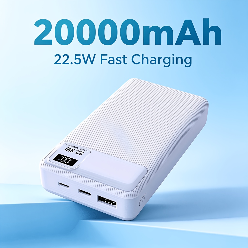 Image of 20000mah External Portable Battery Pack, 22.5w Fast Charging Power Bank, Type-c Usb , Indicator, Essential For Camping, Hiking & Emergency, Lager