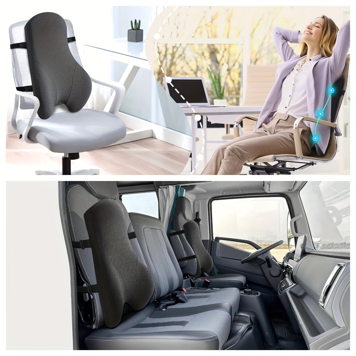long back support pillow for   recliner sitting back cushion for   big ergonomics orthopedic posture backrest pillow memory foam back cushion for car seat office chair desk chair gaming chair Product details 4