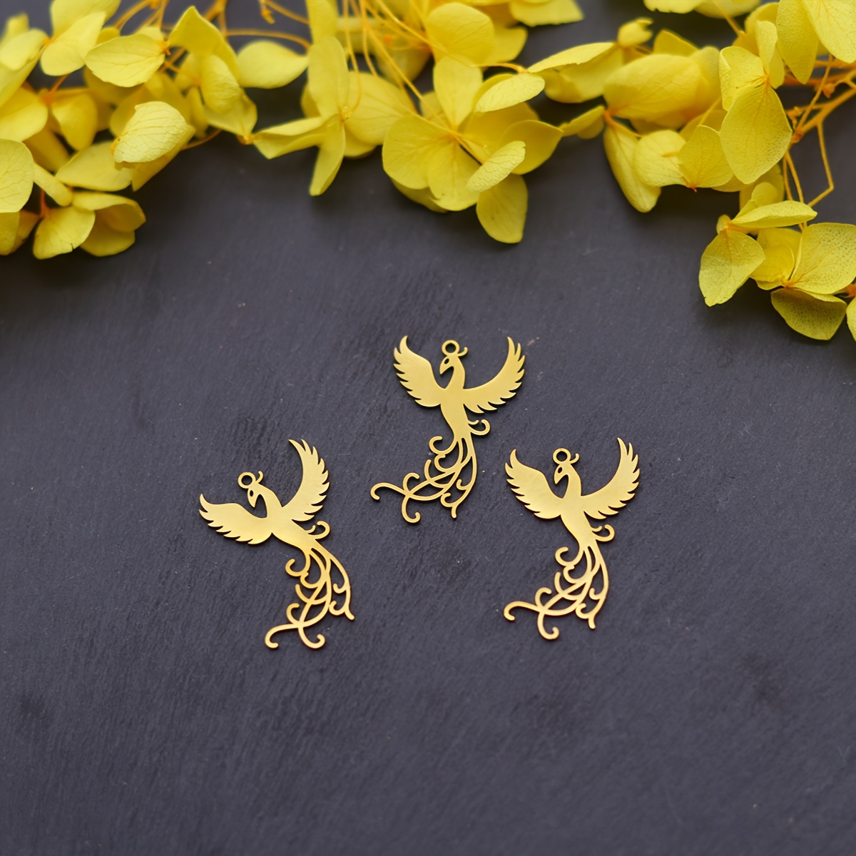 TEMU 3pcs Phoenix Pendant For Women Dangle Diy Necklace Earring Stainless Steel Fashion Jewelry Mother's Day
