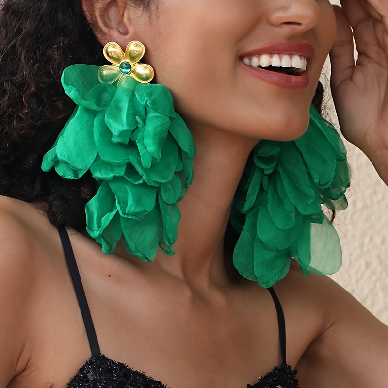 

1 Pair Of Statement Earrings Exaggerated Flower Design Pick A Color U Prefer Match Daily Outfits Party Accessories