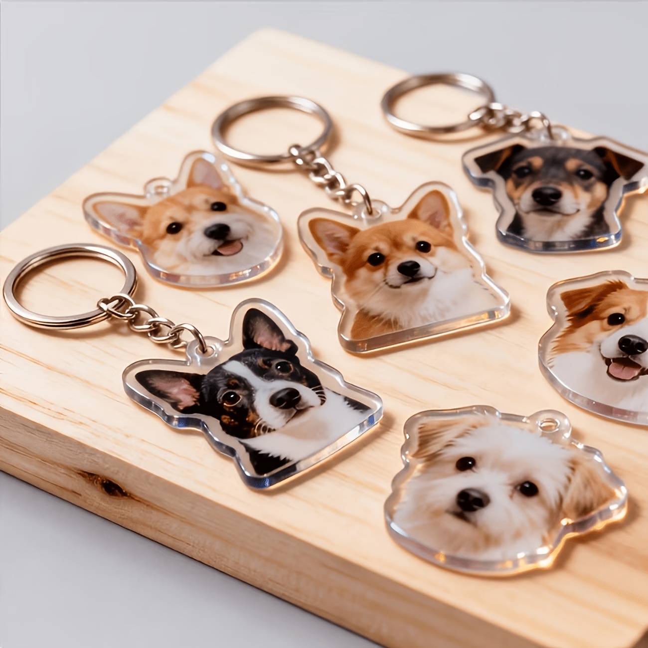TEMU 2d Flat - 1pc Customized 2d Flat Personalized Keychain Pendant, Containing A Custom Photo Of Your Pet (cat, Dog, Etc.). Acrylic Pendants Are