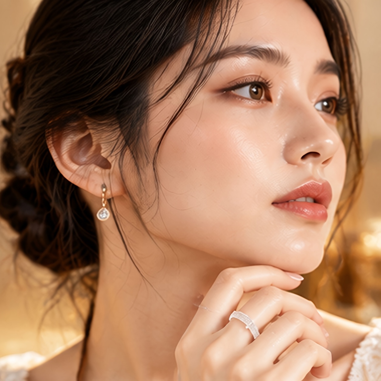 Women's Natural Stone Smooth Stackable Ring
