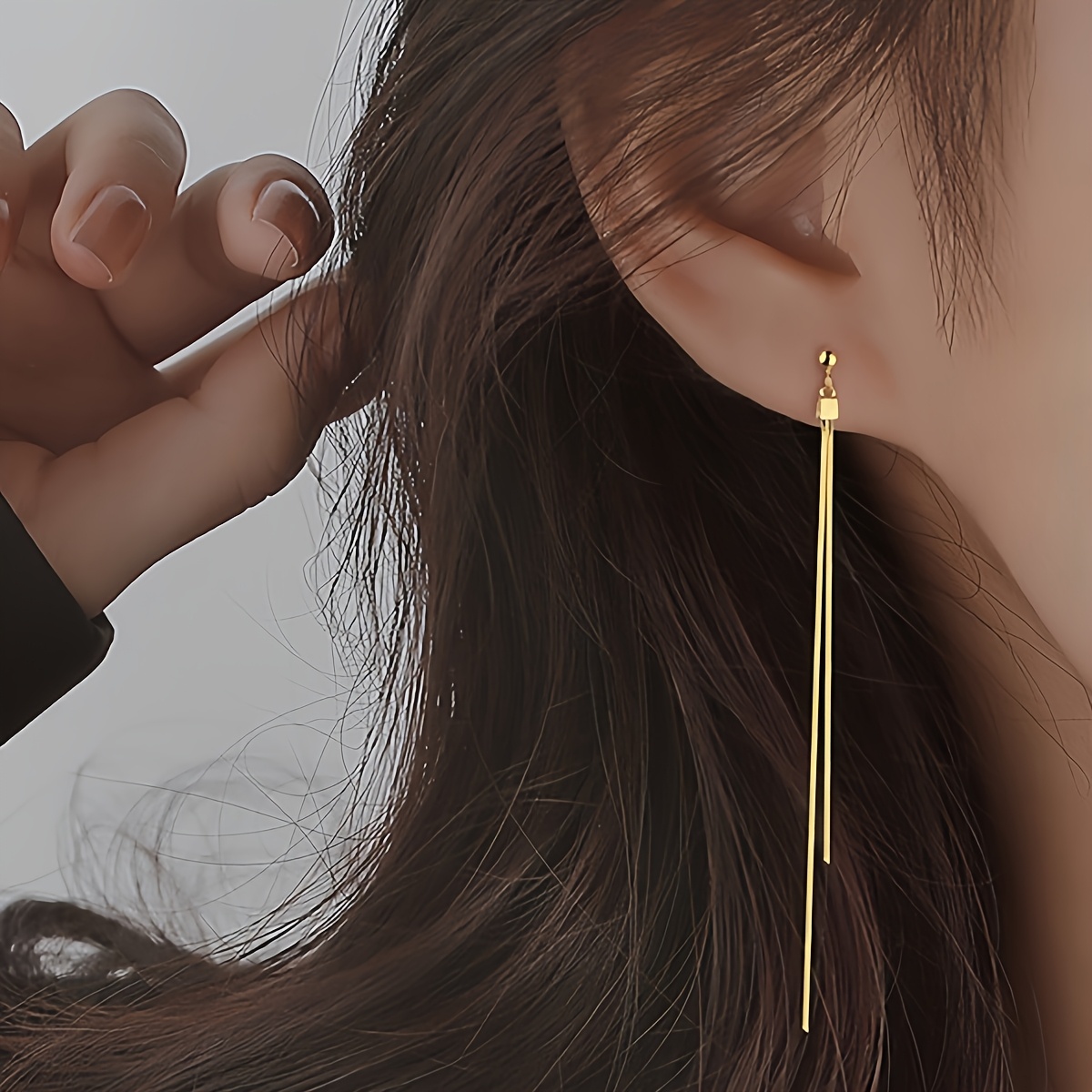 TEMU Chain Tassel Long Hanging Earrings Elegant And Jewelry For Daily Shopping Earrings