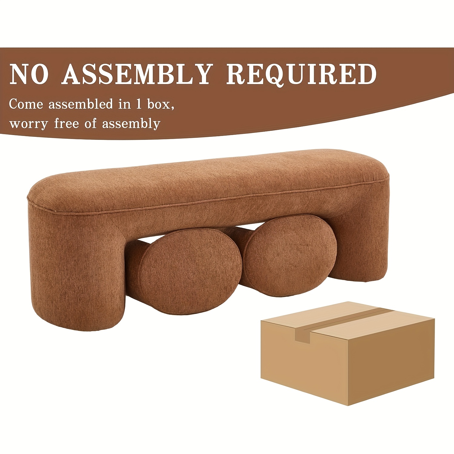 53 Inch Long Bedroom Bench with 2pcs Step Stools, Nesting Ottoman Bench Set, Padded End Of Bed Bench Modern Upholstered Bench for Living Room, Entry, Porch