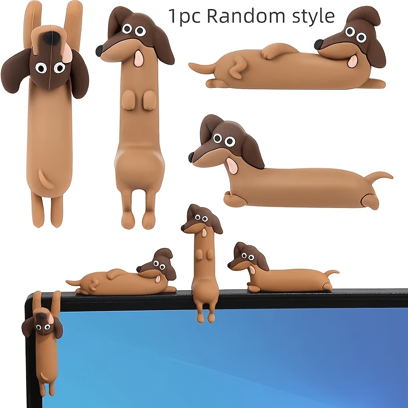 TEMU 1pc Random Style Mini Resin Dachshund Ornaments For Car Dashboard Decoration, Small Statue Ornament, Cute Computer Monitor Decoration, Rearview