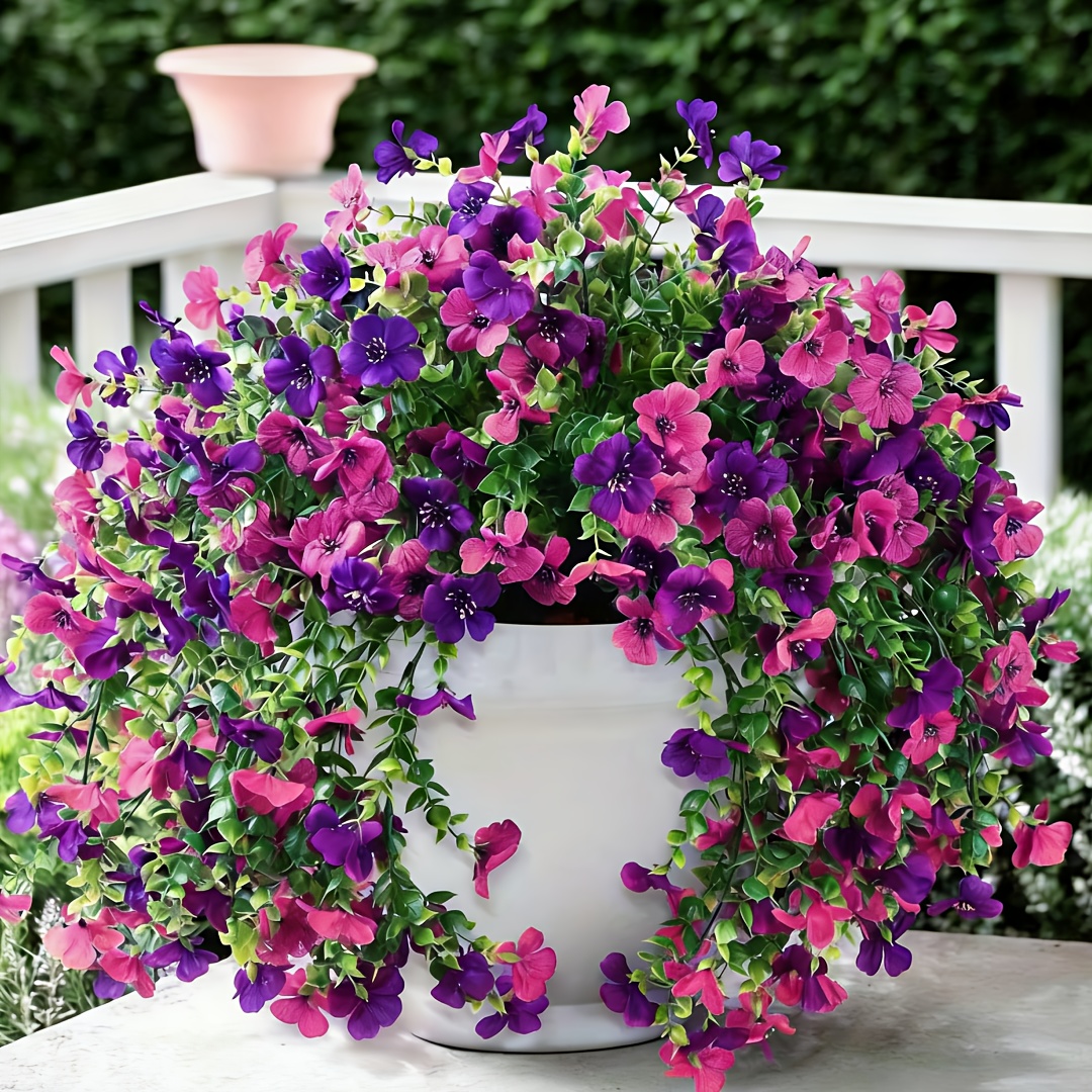 2pcs artificial hanging daisy plants uv resistant spring decoration suitable for indoor outdoor home porch or     in white potted plants durable plastic flowers