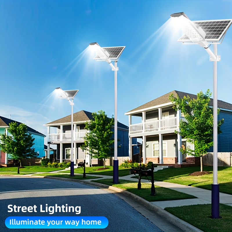 Outdoor super bright curved design solar lamp, 6000mAh battery, light source sensor, can be controlled remotely, equipped with remote control, suitable for courtyards, roads, and outdoor parking lots.