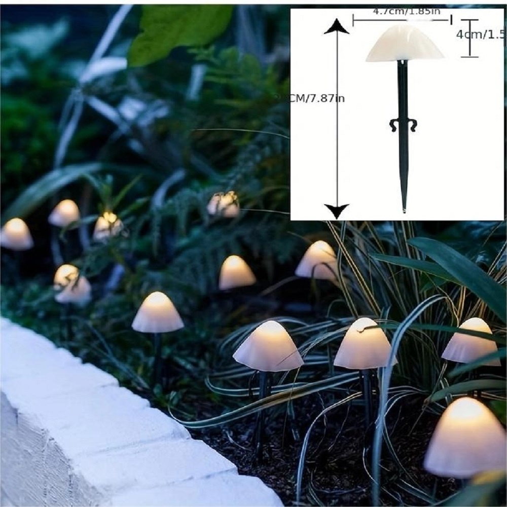 TEMU 16.4 Feet 20 Led Outdoor Solar String Mini Mushroom Lights 8 Garden Patio Yard Landscape Party Lawn Pathway Wedding Home Christmas Holidays