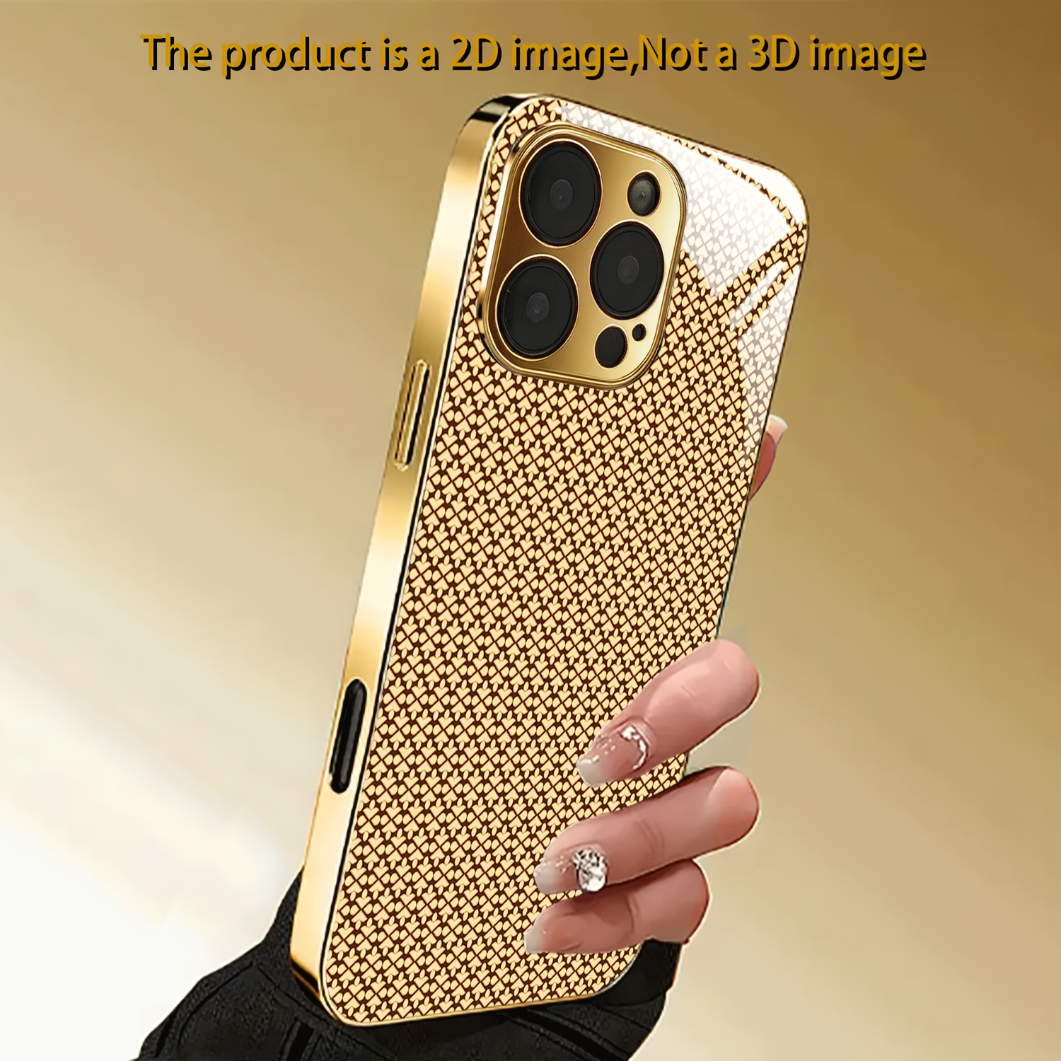 TEMU Phone Case: 2d (random Lens Frame) Geometric Texture Design Electroplated Gold Phone Case, Suitable For Iphone 17/17 Pro/17 Air/17 Pro Max/16/16