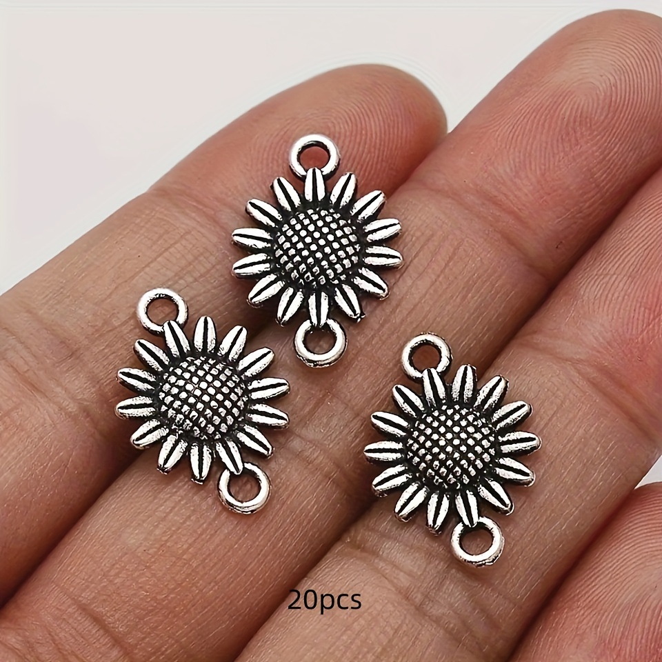 10pcs/20pcs Ancient Silvery Sunflower Connector Pendant Alloy Flower Charms Link For Diy Handmade Bracelet Necklace Earrings Jewelry Charm Craft Jewelry Accessories 21x15mm