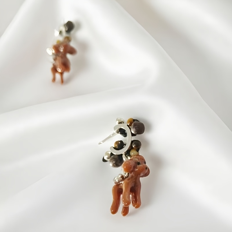 Cute Pet Teddy Bear Stud Earrings, High-End Design