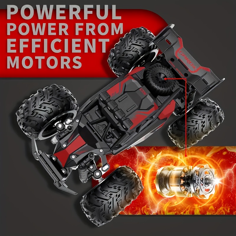 All-terrain Monster Truck, A Remote-controlled All-terrain Vehicle, Is Equipped with Two Rechargeable Batteries And Colorful Lights, And Can Reach A Speed Of 30 Kilometers Per Hour., Best for Christmas