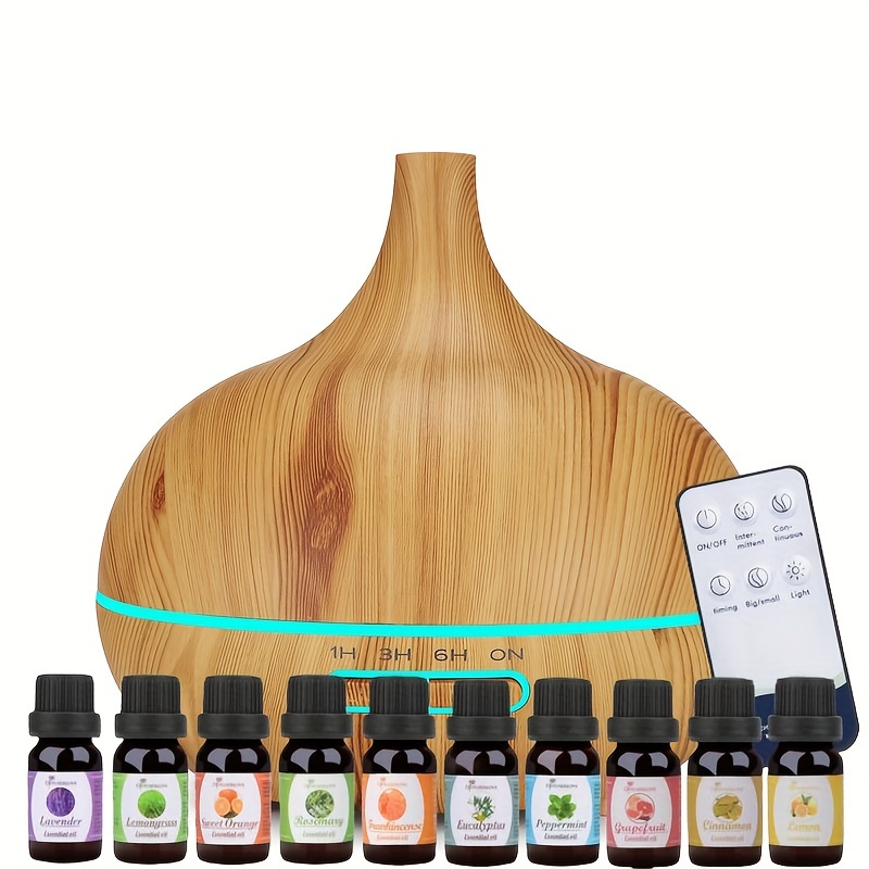 Ultimate Aromatherapy Diffuser & Essential Oil Set - Ultrasonic Top 10 Oils Modern With 4 Timer 7 Ambient Light Settings Therapeutic Grade Lavender