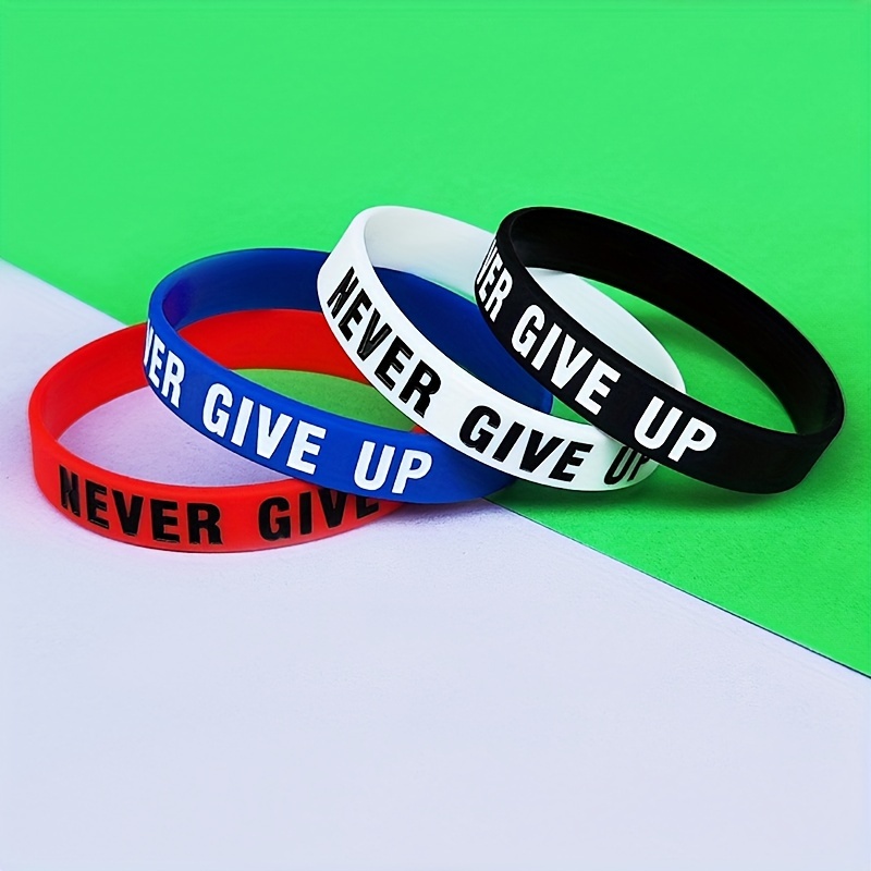 

4pcs/set Silicone Sports Wristbands - And Comfortable - ' Give Up' Inspirational Bracelets For Fitness And Daily Motivation