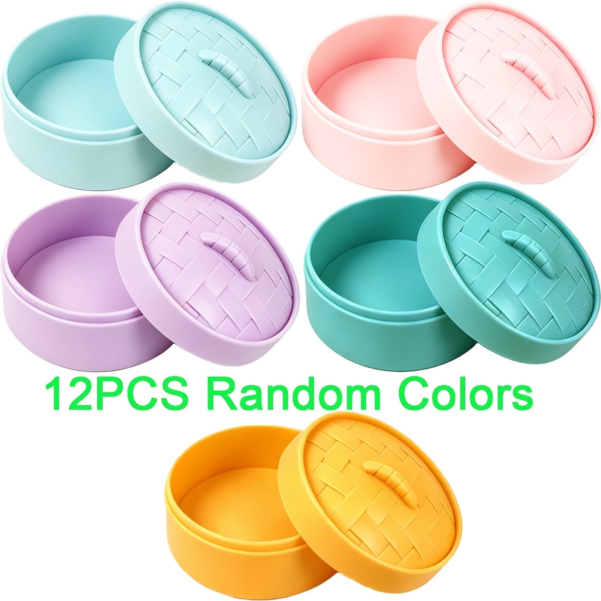TEMU Gift Set For Her/him: Random 12/20pcs Colored Dumpling Steamer Storage Boxes, Perfect For Organizing Small Items Like Hair Additions,