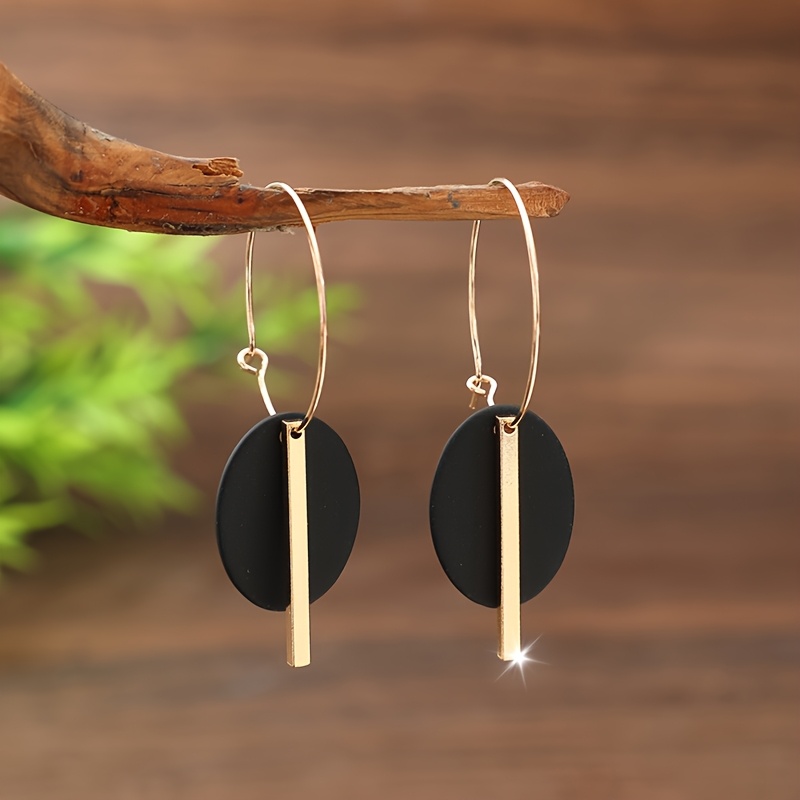 TEMU A Pair Of Minimalist Fashion Oval Long Stacked Circle Alloy Earrings