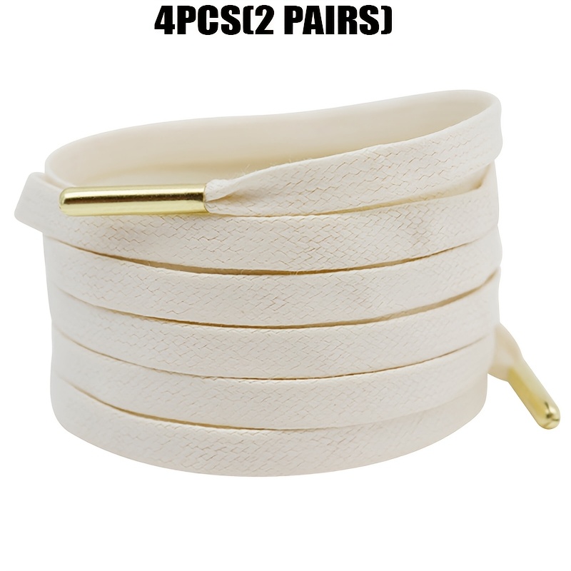 four pieces   of flat waxed laces   with metal tipped versatile casual   top shoes