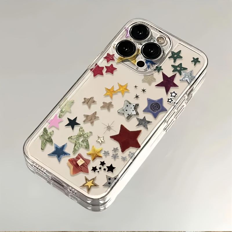 TEMU Phone Case: Phone Case - 1pc Colorful Star Anti-drop Protective Soft Case, Suitable For Iphone 17/16/15/14/13/12/11/plus/pro/pro , Ins Art