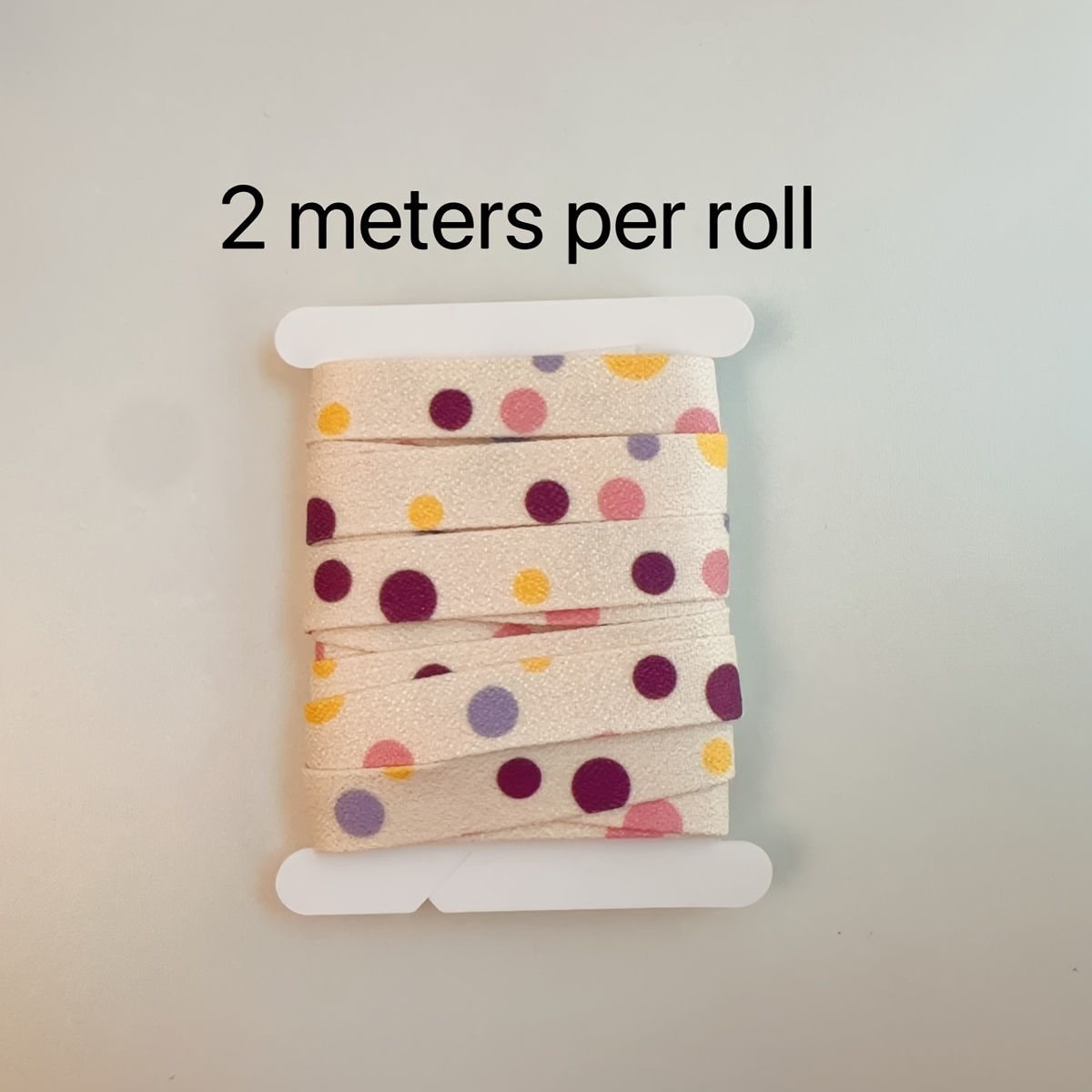 TEMU Nastro stampato su entrambi i lati a multicolore su base color latte delicato, per incarto scatole regalo di compleanno, per legare bouquet, fai