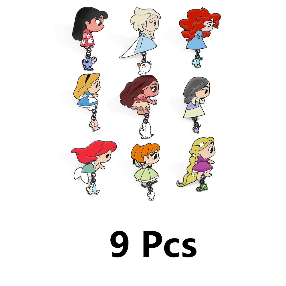 3/9 pièces créatif anime chaîne princesse broche émail pin mode anna métal badge bijoux sac à accessoires de vêtements festival cadeaux – bijoux et accessoires – Temu