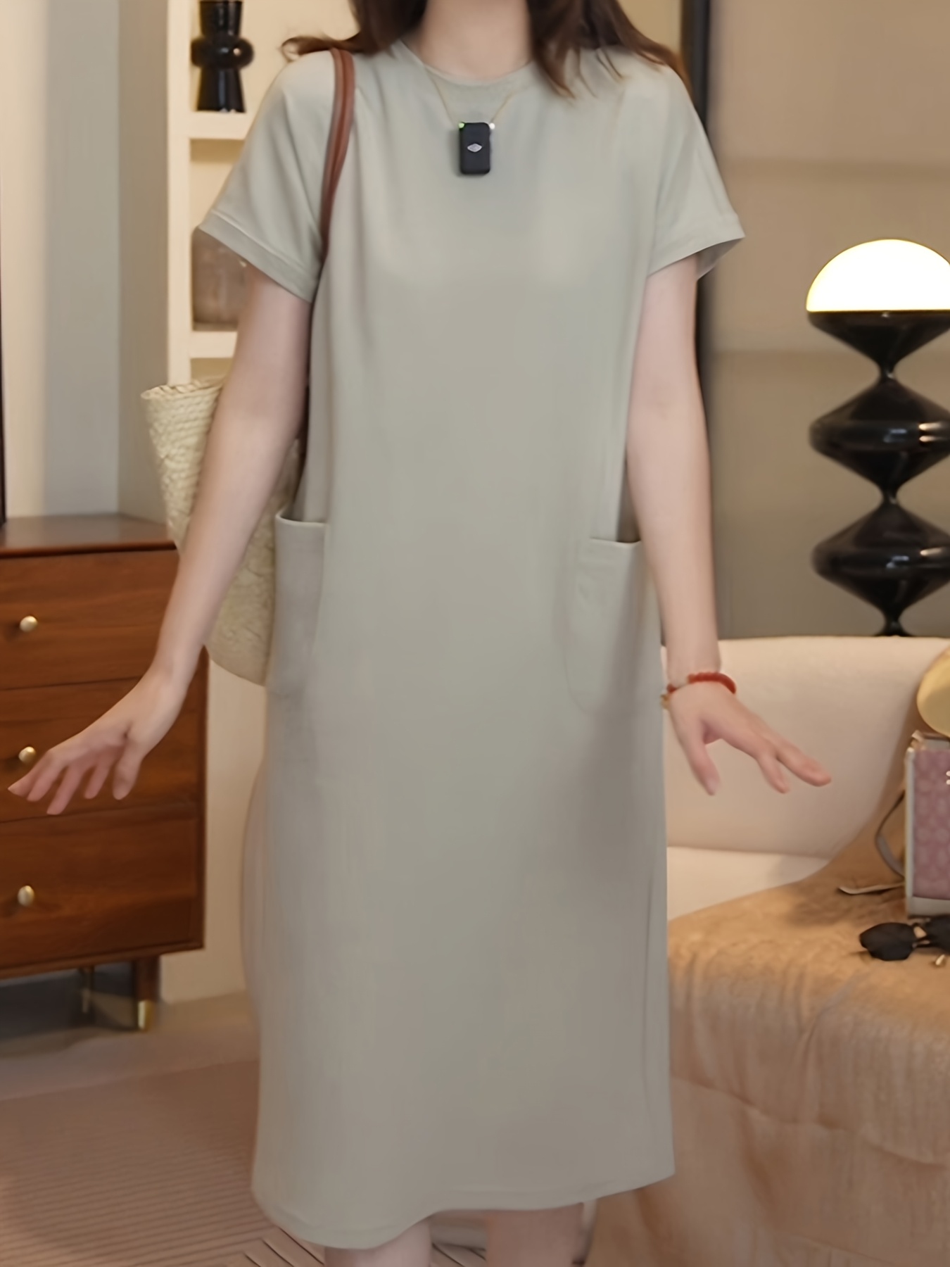 XX6209 Solid Color Simple Korean Style Women's Dress, New Summer Loose  Casual Stylish Skirt