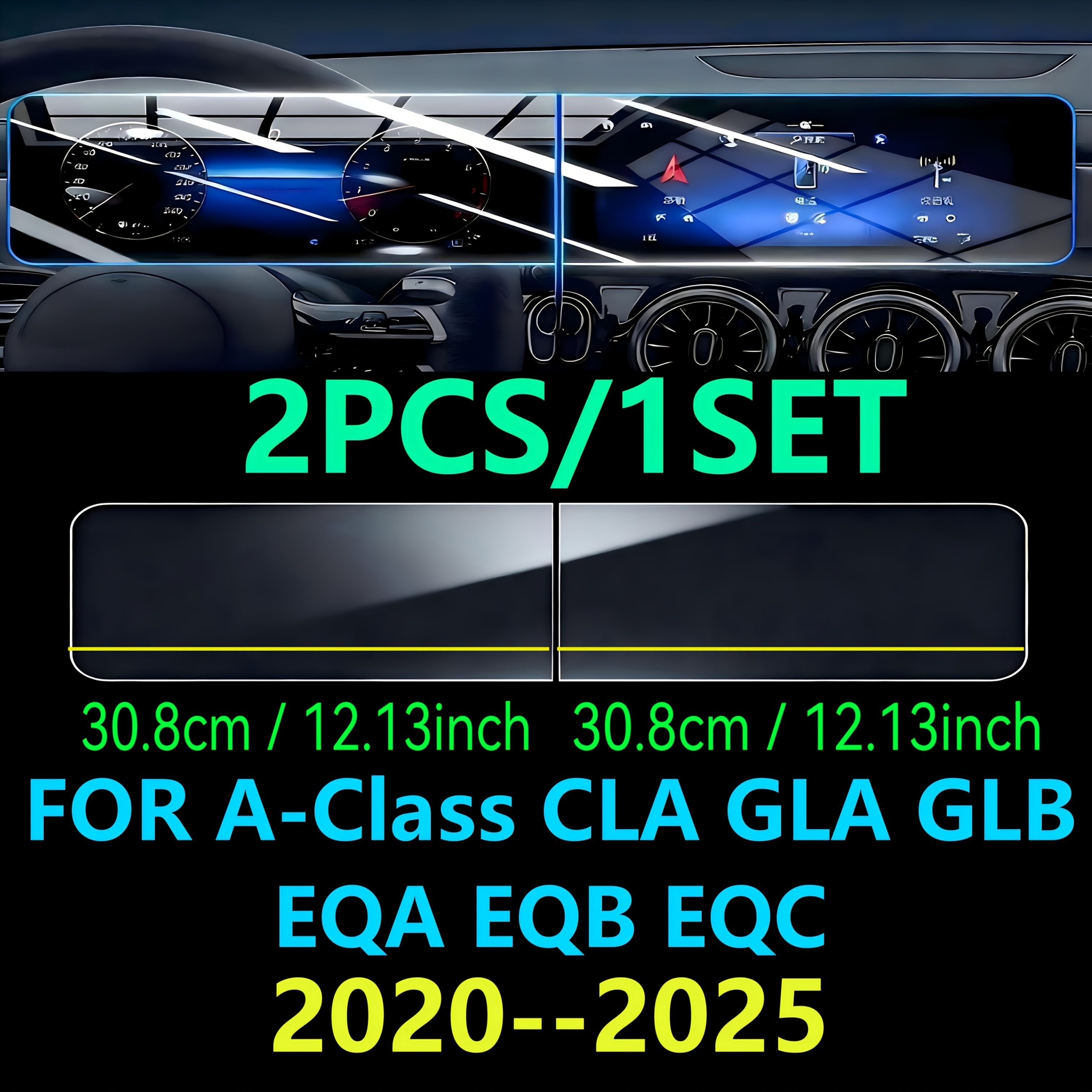 E-shop 2 Stück/1 Set Displayschutzfolie für Mercedes-Benz CLA GLA GLB EQA EQB EQC 2020-2025 10,25-Zoll Auto Touchscreen, Displayschutzfolie mit
