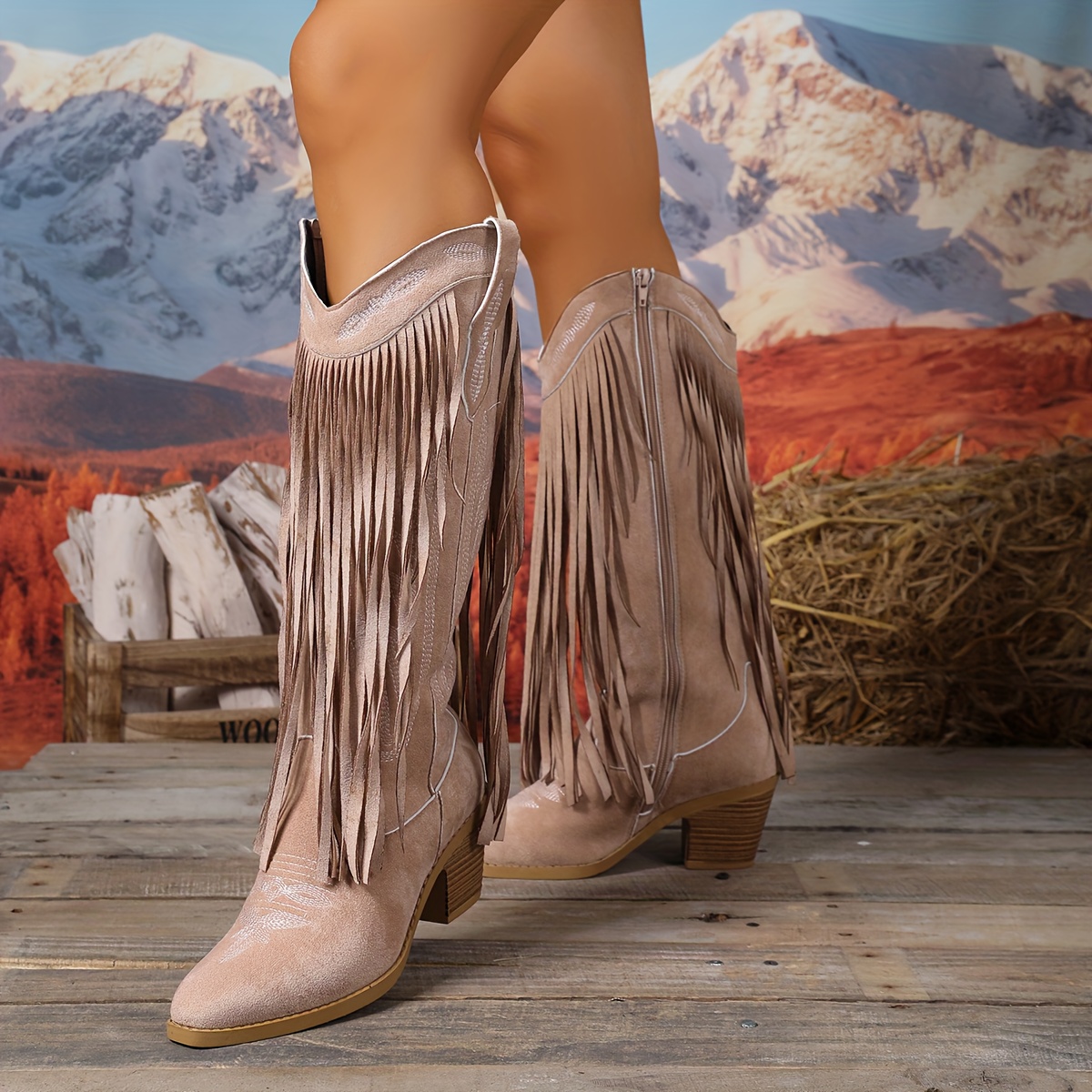 TEMU Women's Mid-calf Boots For , Autumn And Winter, Women Shoes