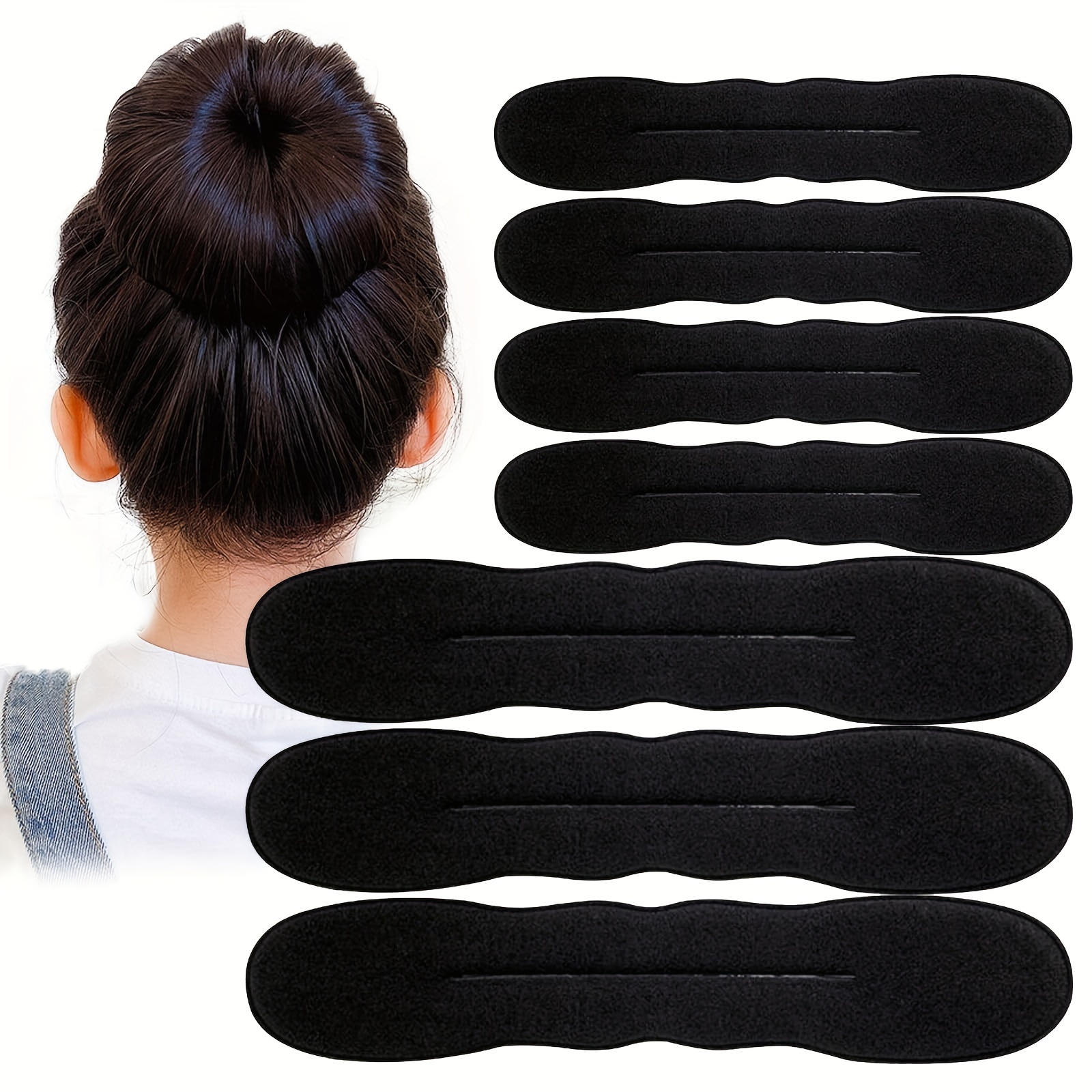 

Elegant Women's Hair Bun Maker - Roll Sponge Donut With Hair Ties, Polyester Fiber