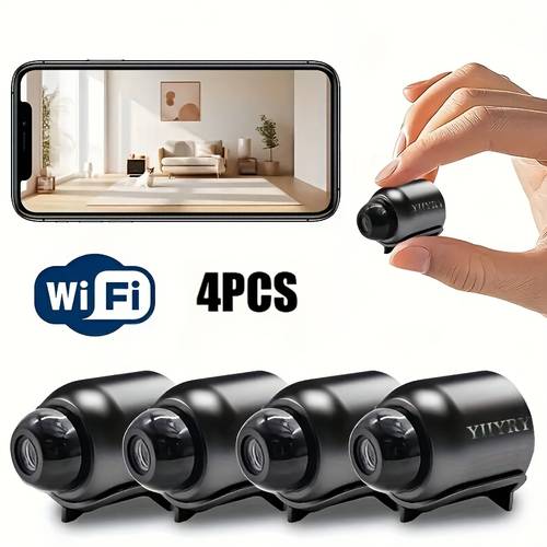 4er-pack kabellose wlan-überwachungskameras, mit mobiler app für fernüberwachung, infrarot-nachtmodus, bewegungserkennung, sprachübertragung, 2,4g wlan, usb-stromversorgung, einfache installation, cloud-speicher/karten-speicher