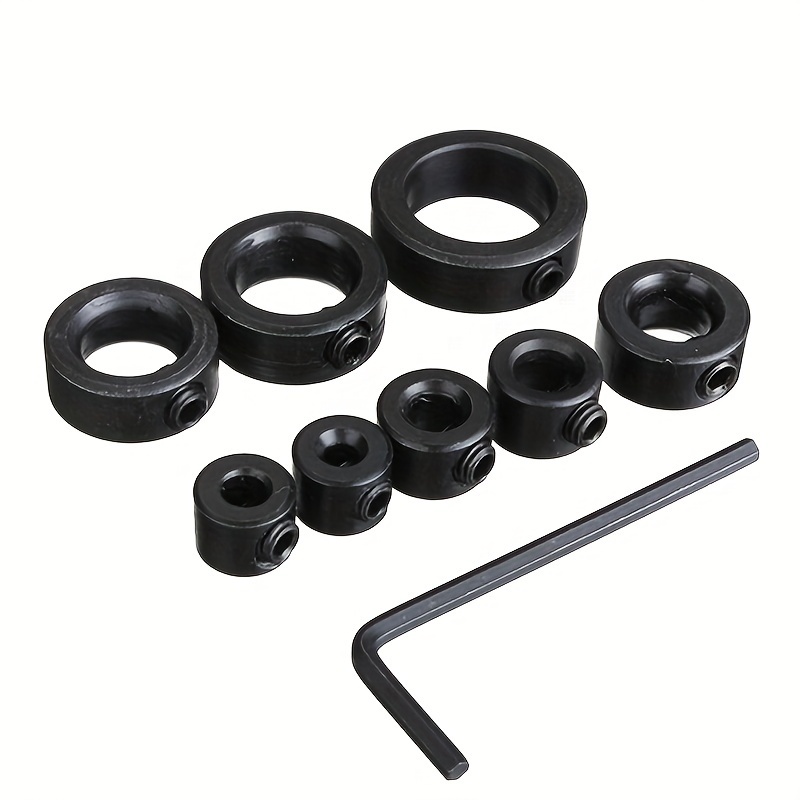 1 Set Drill Depth Stop Bit Collar Set Adjustable Positioner Limit Ring Allen Wrench Tighten Set-screws Woodworking Tool