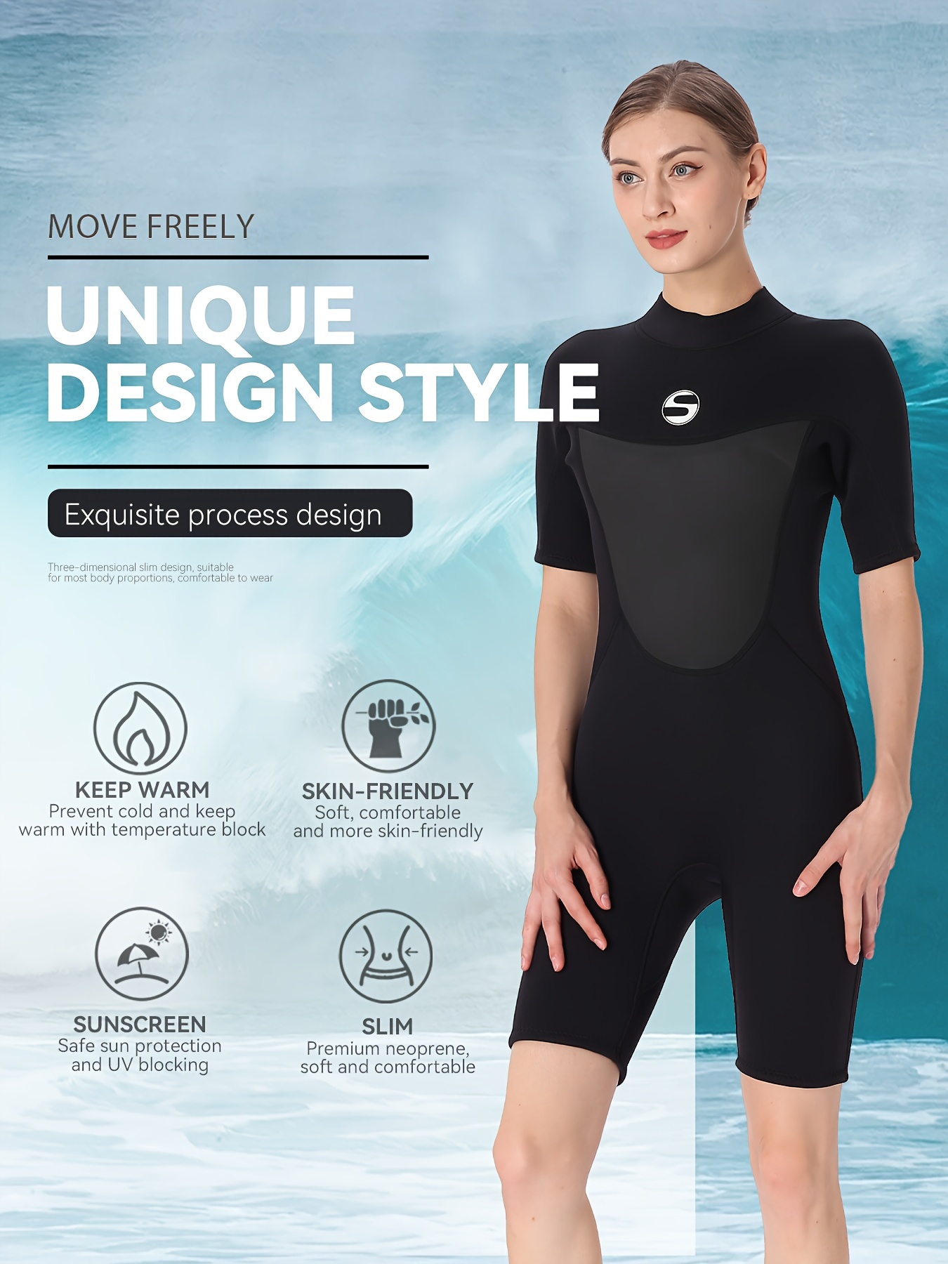 One Piece Full Body Diving Wetsuit Hooded Women Swimwear Surfing Suit  Swimsuit