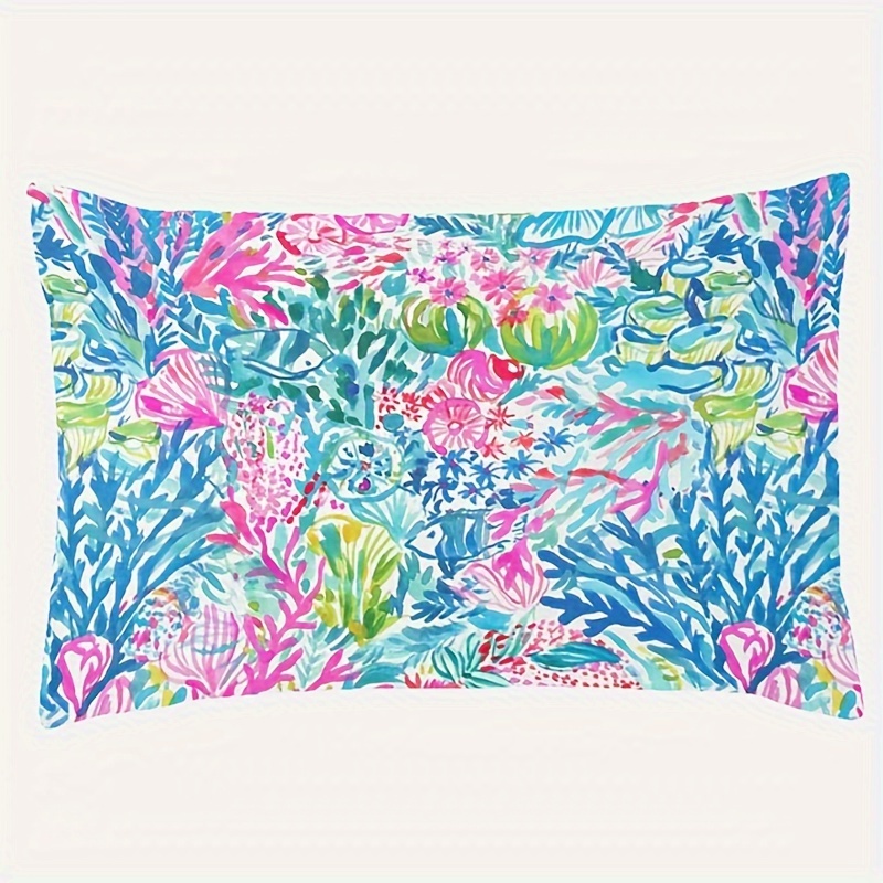 

Ocean-themed Polyester Pillowcase 12x20in - & Christmas, Single-sided Print, Zip Closure, Machine Washable - Ideal For Living Room & Bedroom Decor