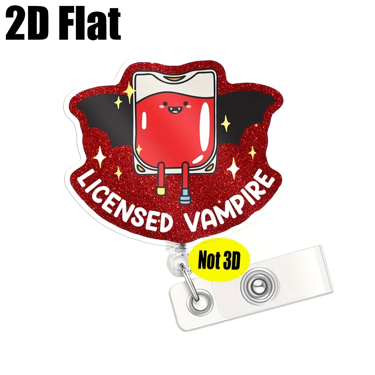 TEMU [2d Flat] 1pc Fun Creative Badge Reel Retractable, Lightweight Name Badge Clip With Belt Clip Ideal For Nurses, Workers, Doctors, Rns, Cnas,