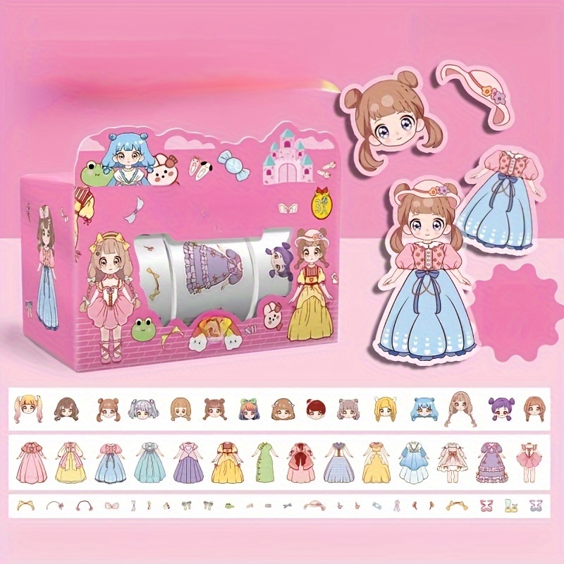 

1pc Cute Princess Dress-up Sticker Set - Matte Finish, Sparkle Accents For Scrapbooking & Diy Crafts, Assorted Colors