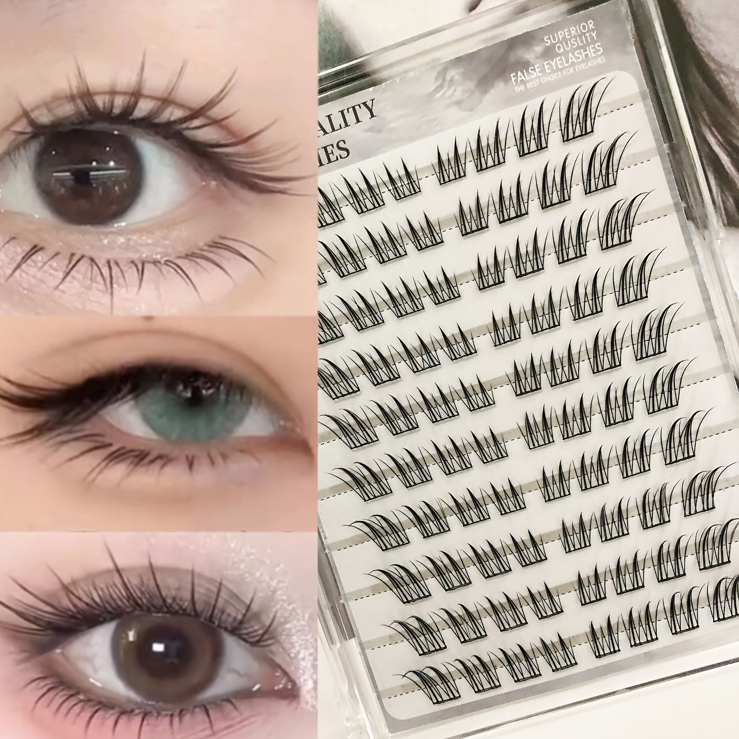Image of Glue-free Direct Paste Eyelashes - 80 Clusters, Soft Extension False Eyelashes, Lengthening And Lashes, Long, Natural, And Thick, No Glue Needed