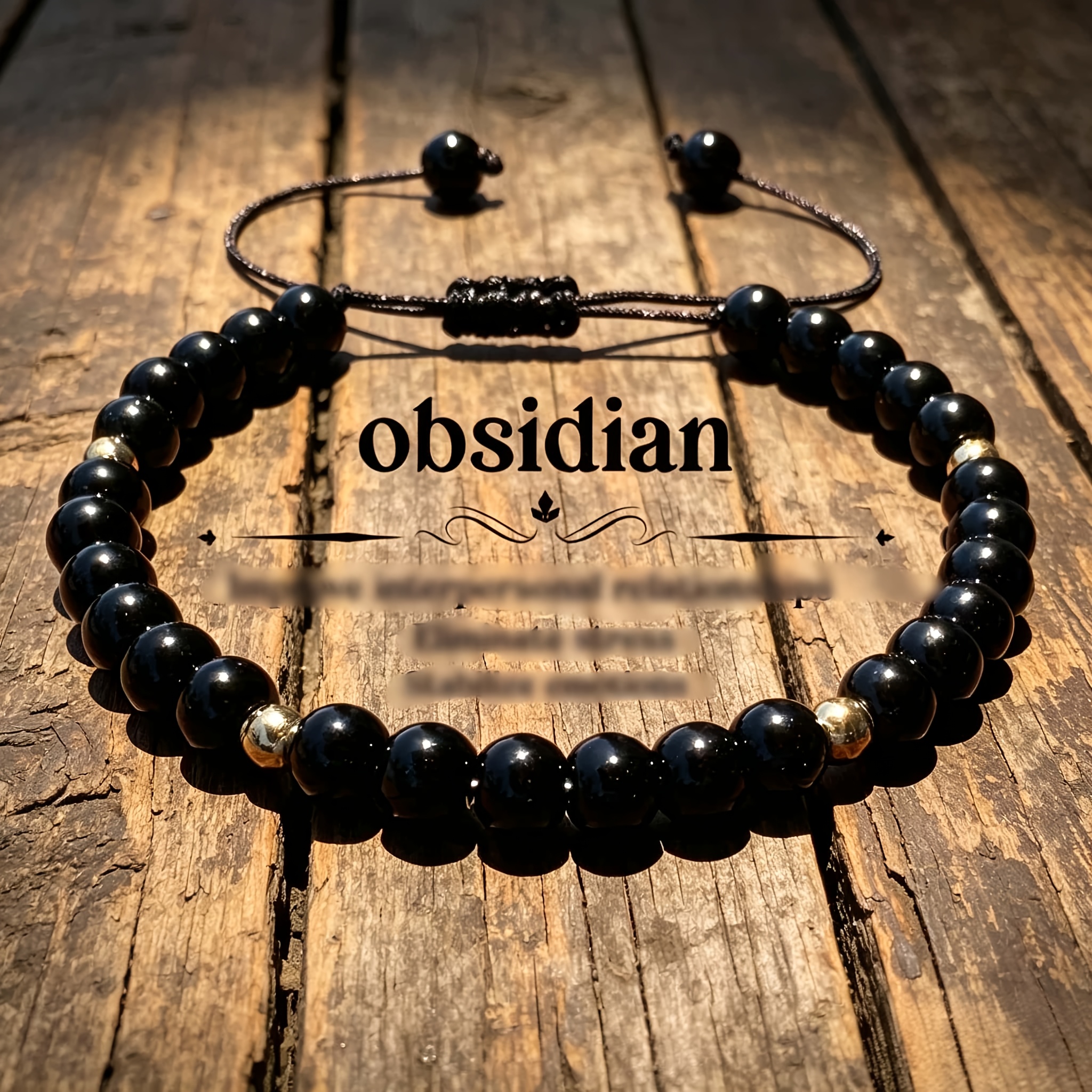 TEMU Pulsera tejida de natural para hombre, 1 pieza - a , ajustable, con cuentas de , regalo de piedra de de , adecuada para uso diario, casual para