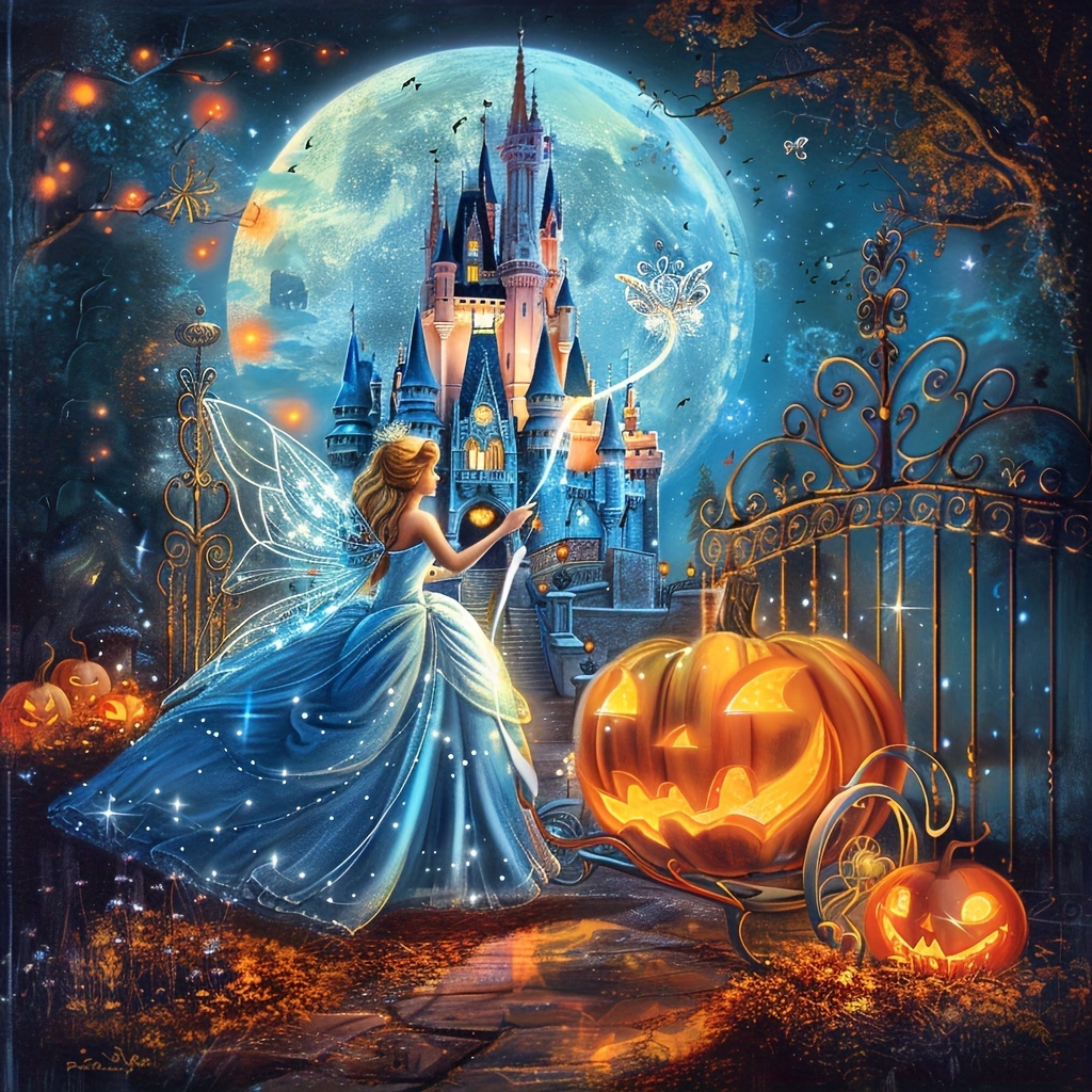 

Halloween Castle Diamond Painting Kit - 5d Round Diamond Art Embroidery Set For Beginners With Acrylic Gems, Diy Craft Home Wall Decor 40x40cm/15.7x15.7in
