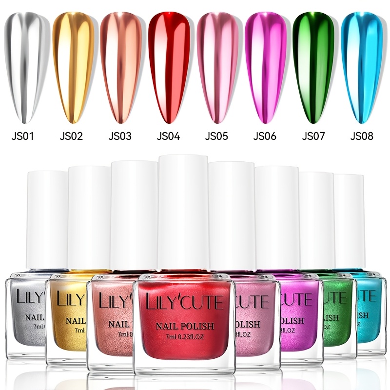TEMU 8pcs Mirror Nail Polish Is Saturated And Has High Coverage. When , It Has A Texture; When Thickly, As A Metal Sheet, Can A Salon-. For Music