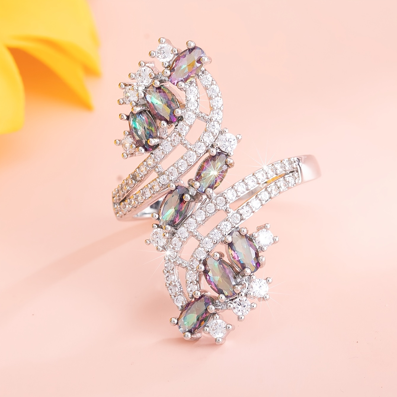CZ Copper Ring December Birthstone for Casual Attire & Festivals